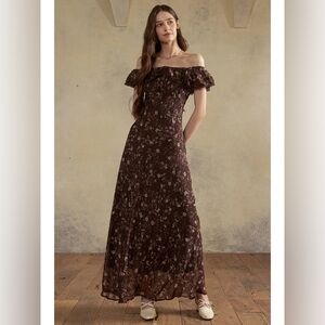 Rosie Posie Dark Floral Off-Shoulder Dress NWT size medium
